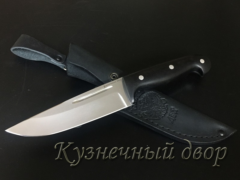 Нож "Сайга" цельнометаллический, сталь- D2, рукоять-черный граб. 